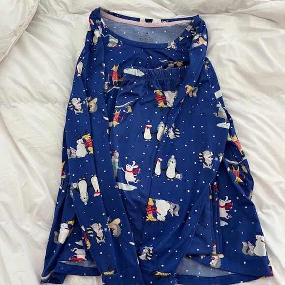 Secret Treasures Forest Critters Blue Long Sleeve Knit Pajama Sleep Set -Size L - Picture 3 of 6